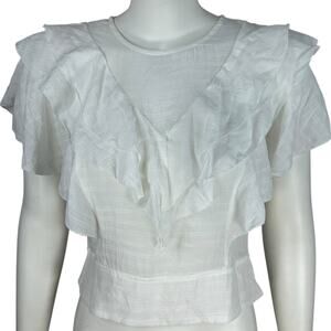 Storia Ruffled Gauze Blouse Top Womens Size Medium Feminine Flowy Crop Frill